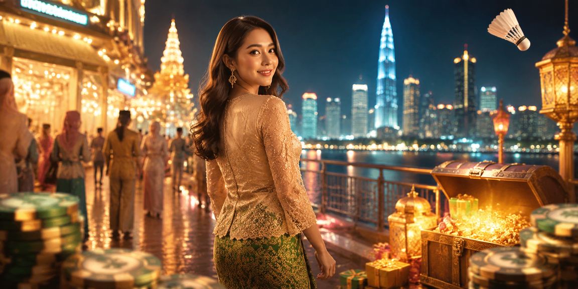 Pemandangan bandar Kuala Lumpur dengan tema pertaruhan sambutan Hari Raya